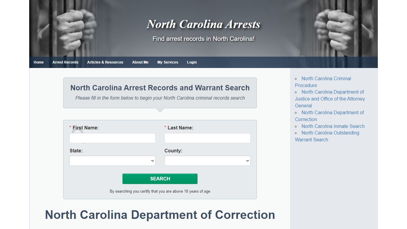 North Carolina Department of Correction - North Carolina Arrests